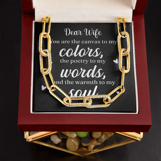 Dear Wife "You are the..."  Embellished Paperclip Chain Necklace With Premium Cubic Zirconia Crystals
