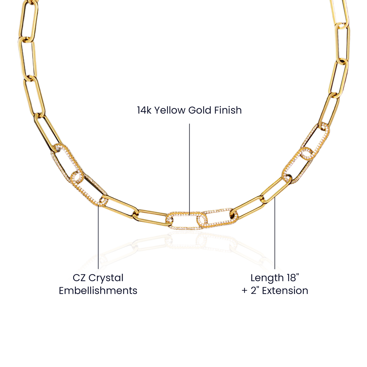 To My Wife "If I had my life..." Embellished Paperclip Chain Necklace With Premium Cubic Zirconia Crystals