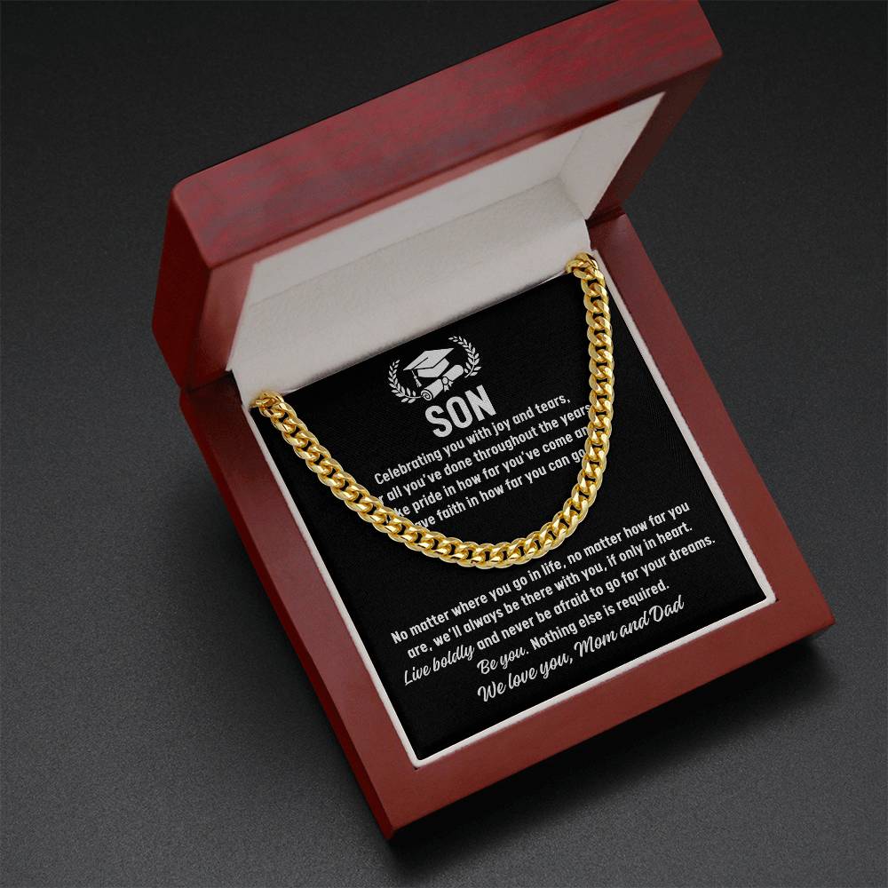 Son Graduation Gift from Mom and Dad, Cubin Link Chain