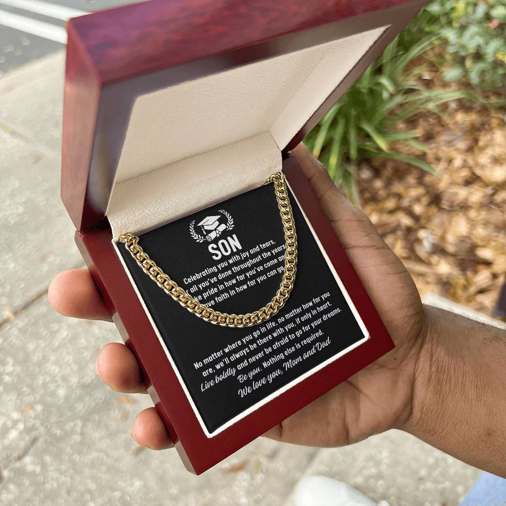 Son Graduation Gift from Mom and Dad, Cubin Link Chain