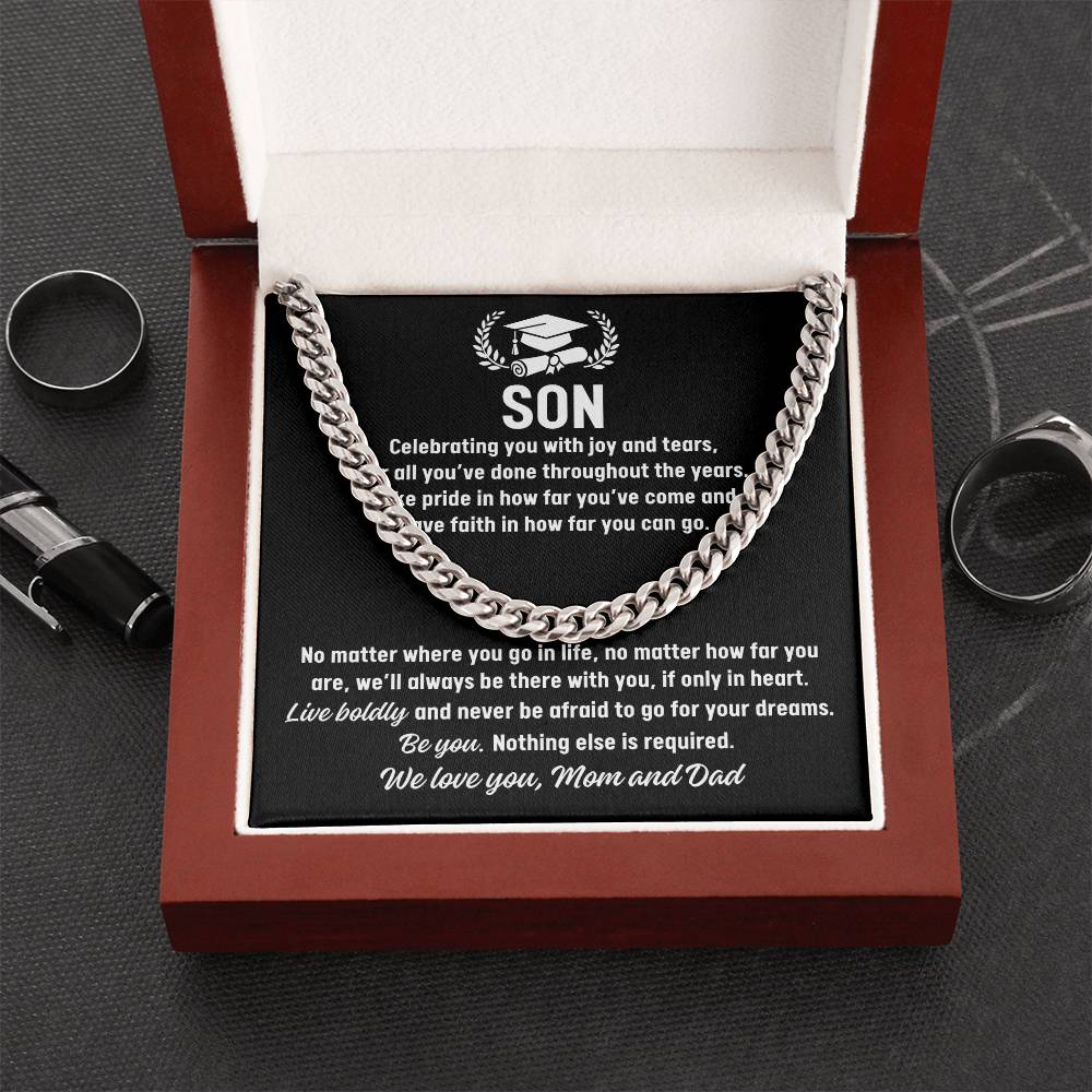 Son Graduation Gift from Mom and Dad, Cubin Link Chain