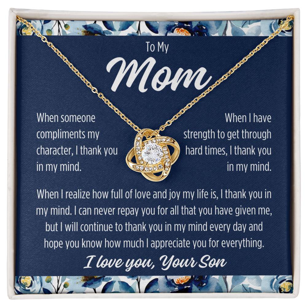 To Mom From Son "When someone..." Love Knot Necklace