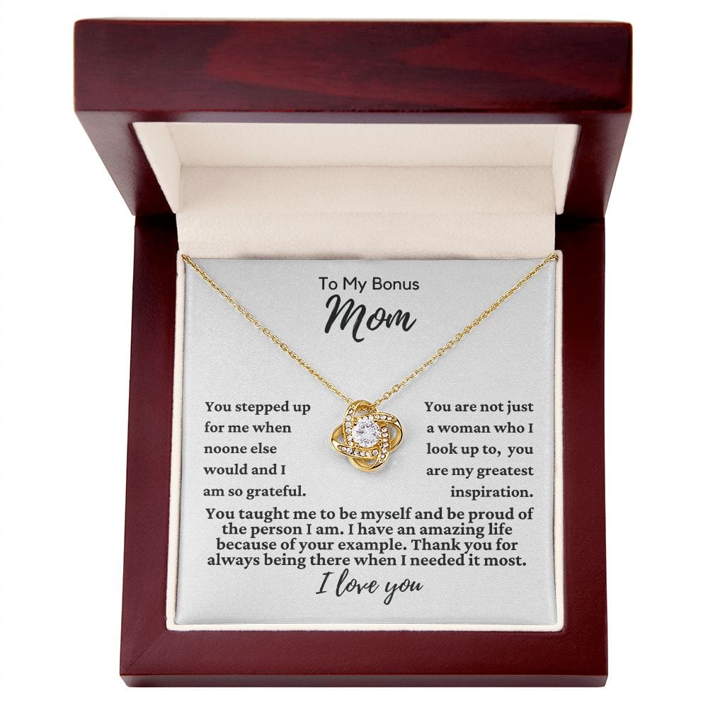 To My Bonus Mom "You stepped up..." Love Knot Necklace