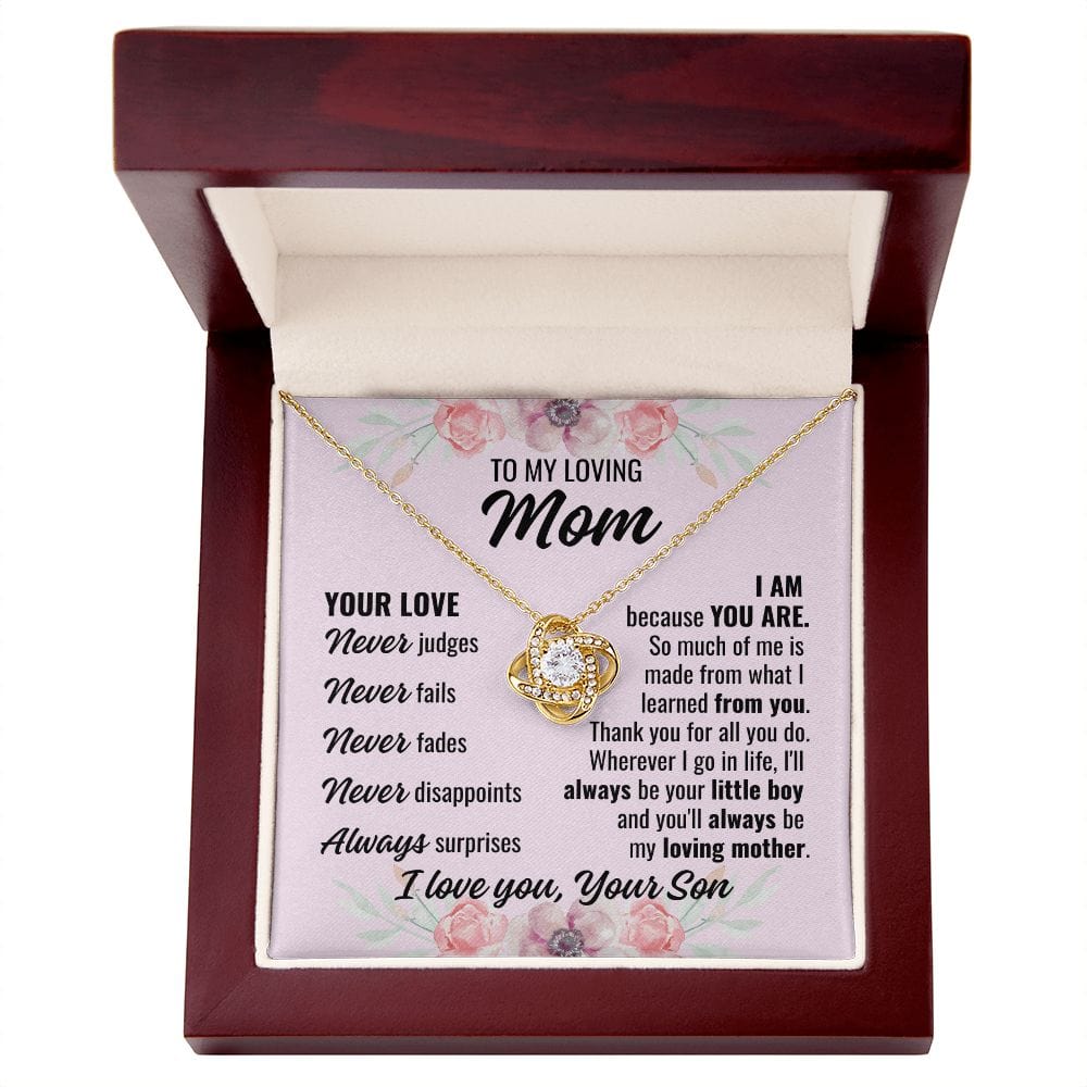 To Mom From Son "Your Love Never..." Love Knot Necklace