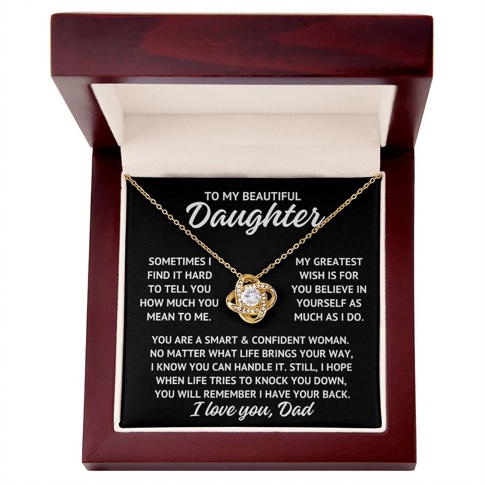 To My Beautiful Daughter "My greatest wish..." Zirconia Crystal Love Knot Necklace, view 2