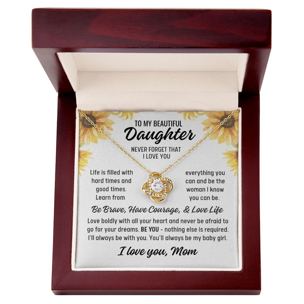 To Daughter From Mom "Life is filled..." Love Knot Necklace