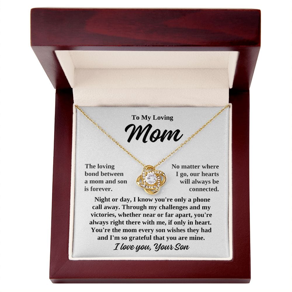 To Mom From Son "The loving bond between..."  Love Knot Necklace