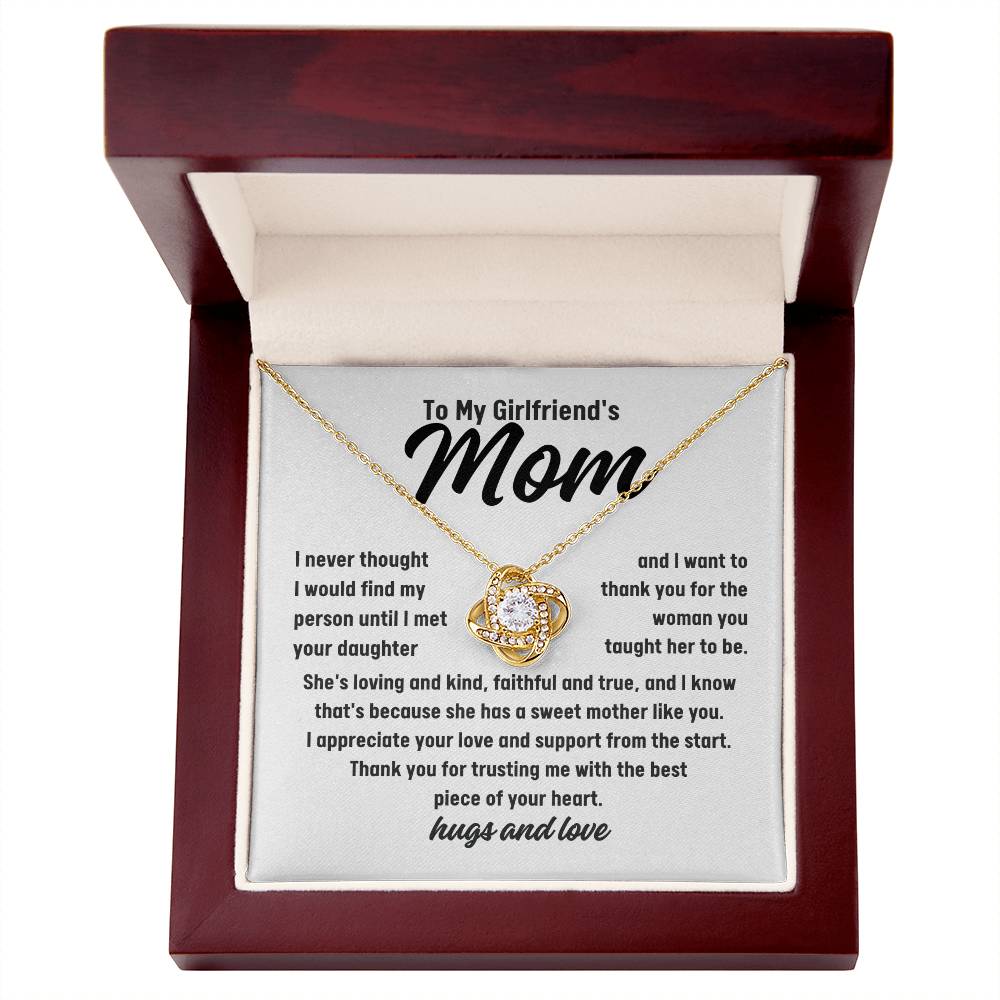 To My Girlfriend's Mom Thank You Love Knot Necklace