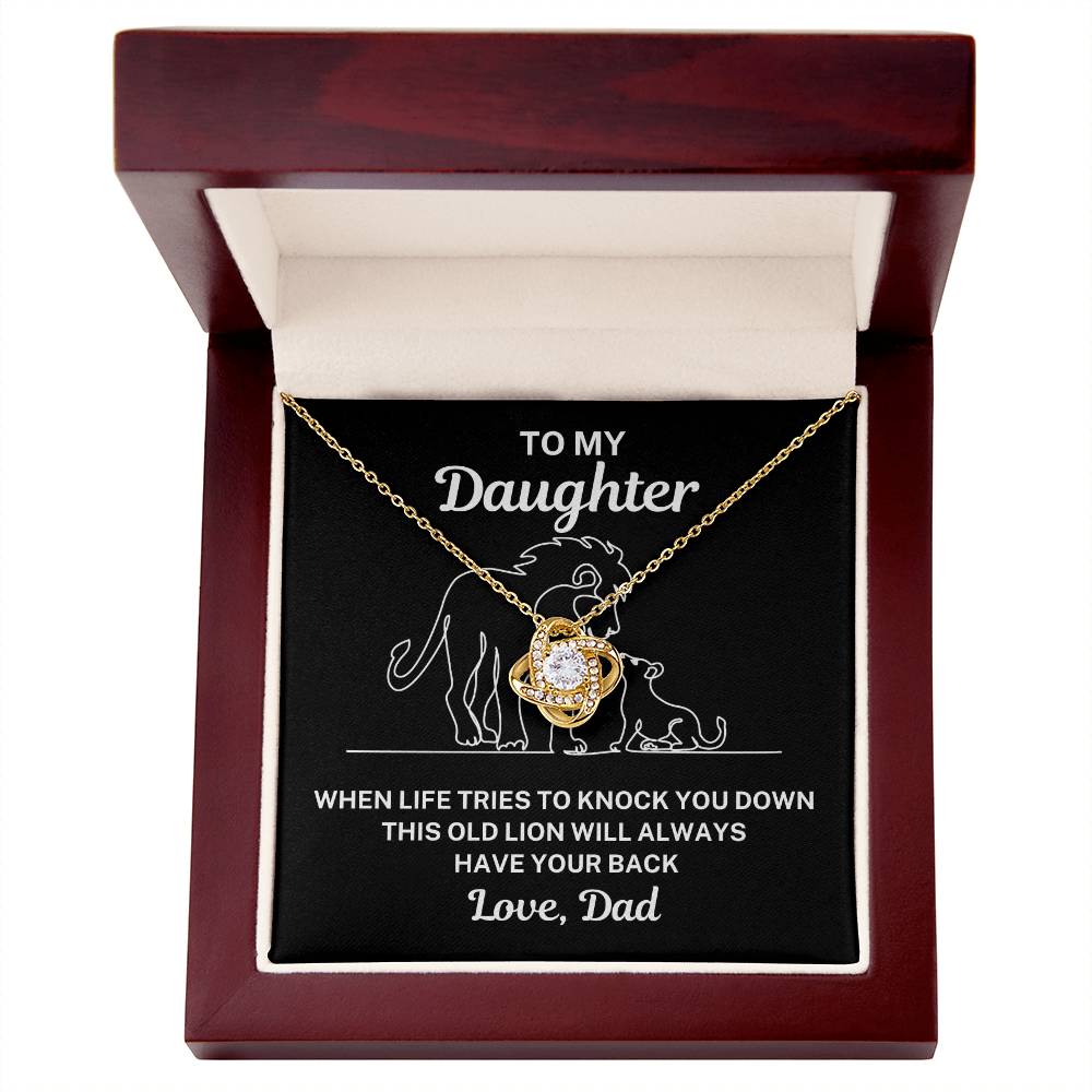 To My Daughter "When life tries..." Zirconia Crystal Love Knot Necklace, view 2
