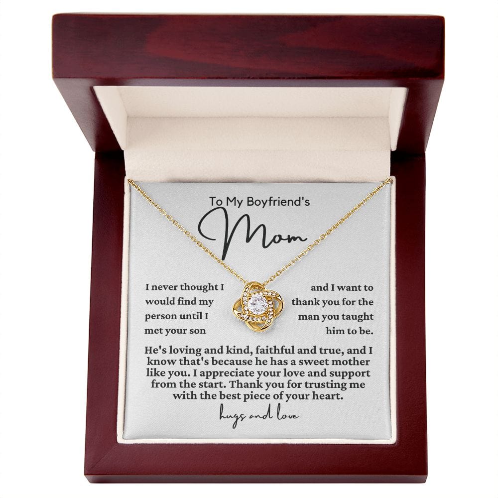 To Boyfriend's Mom "I never thought..." Love Knot Necklace
