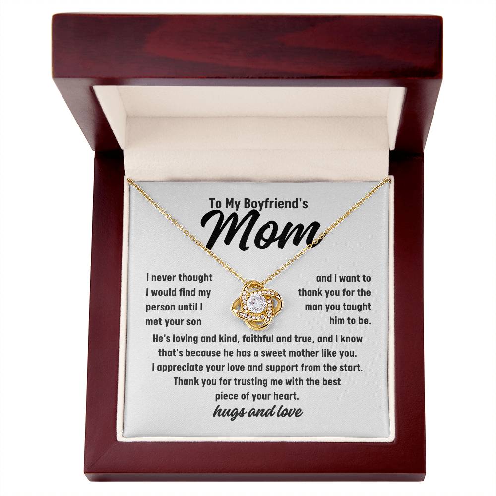 To My Boyfriend's Mom Thank You Love Knot Necklace