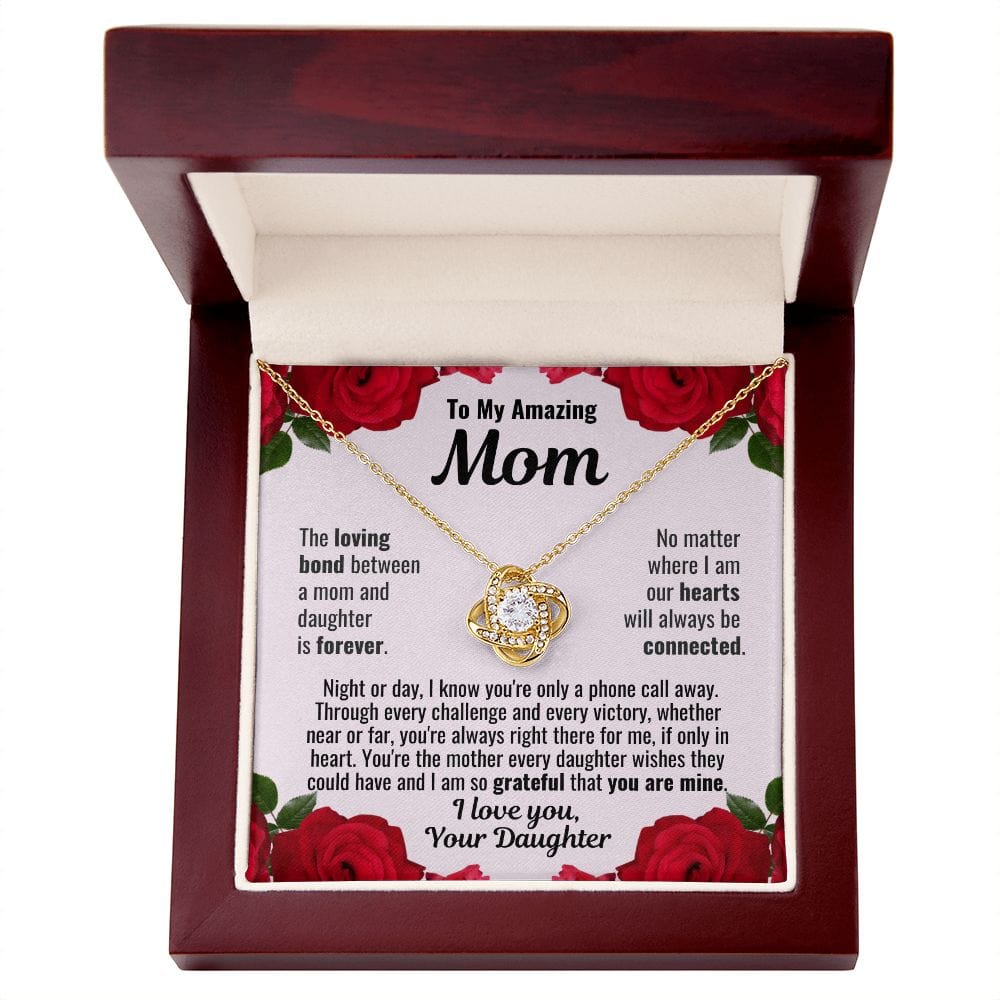 To Mom From Daughter "The loving bond..." Love Knot Necklace