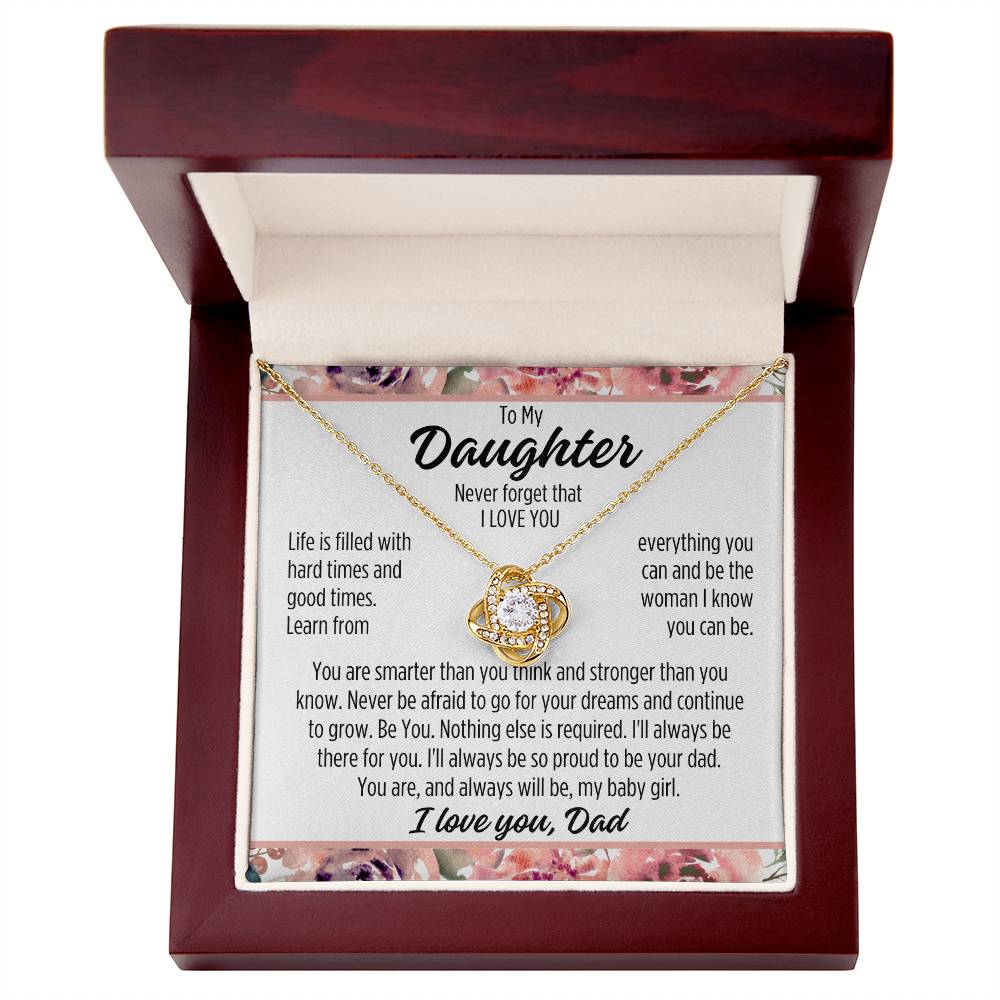 To My Daughter "Life is filled with..." Zirconia Crystal Love Knot Necklace, view 2