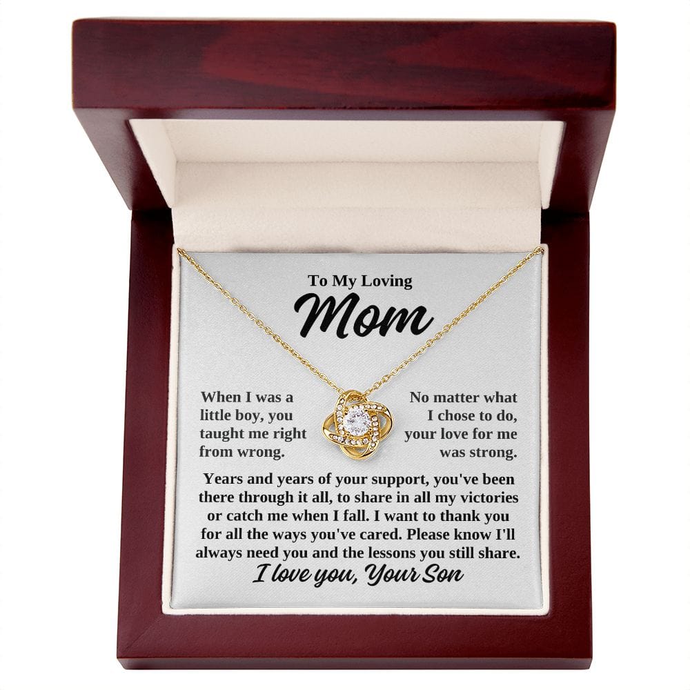 To Mom From Son "When I was a little boy..."  Love Knot Necklace