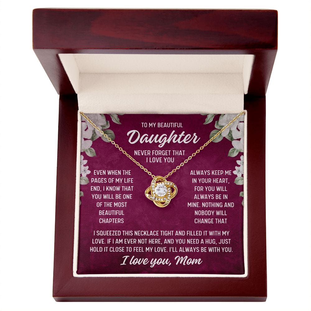 To Daughter From Mom "Even when the..." Love Knot Necklace