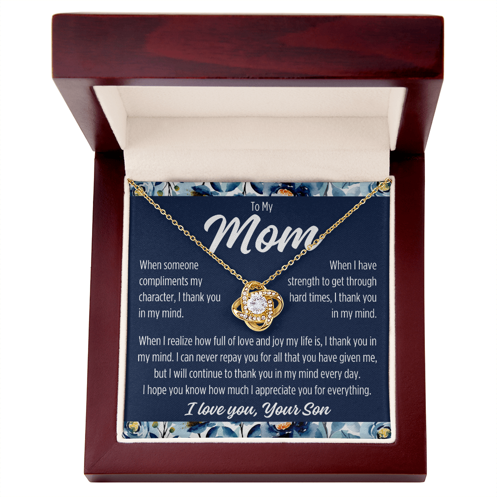 To Mom From Son "When someone..." Love Knot Necklace