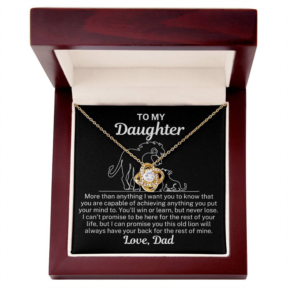 To My Daughter "More than anything..." Zirconia Crystal Love Knot Necklace, view 2