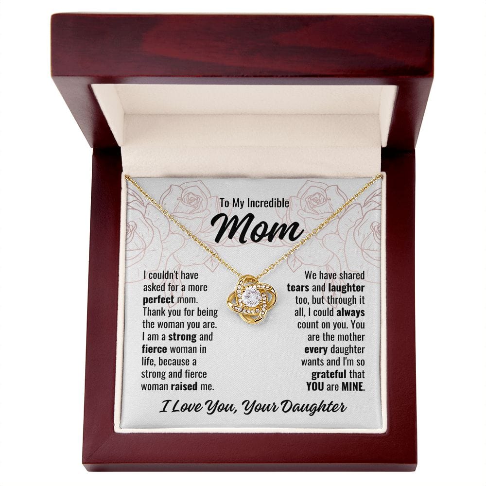 To Mom From Daughter "I couldn't have asked..." Love Knot Necklace