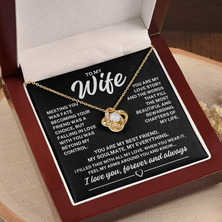 To My Wife "Meeting you was fate..." Love Knot Necklace