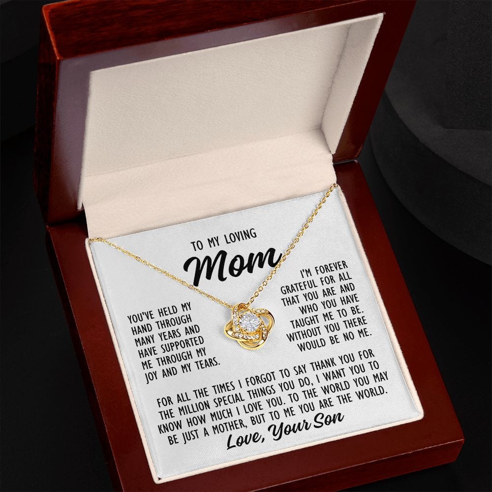 To Mom From Son "You've held my hand..." Love Knot Necklace