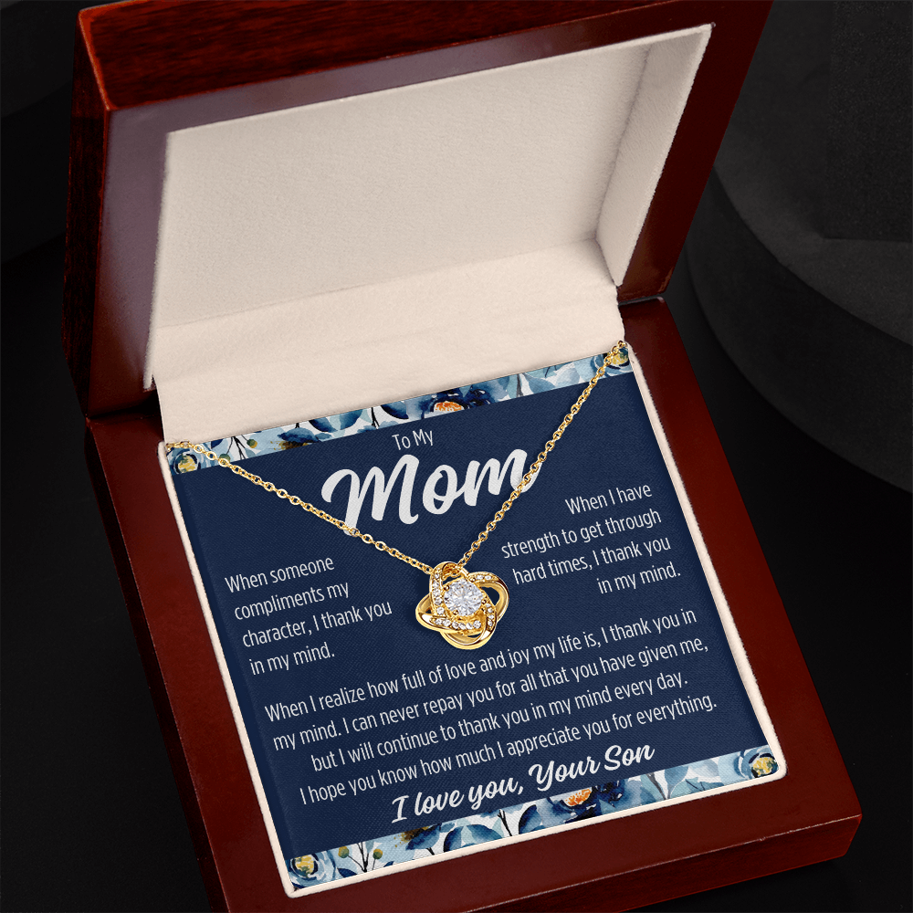 To Mom From Son "When someone..." Love Knot Necklace