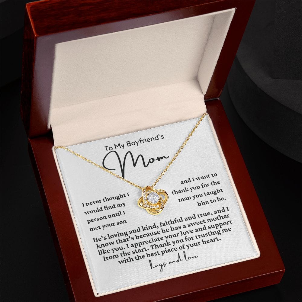 To Boyfriend's Mom "I never thought..." Love Knot Necklace