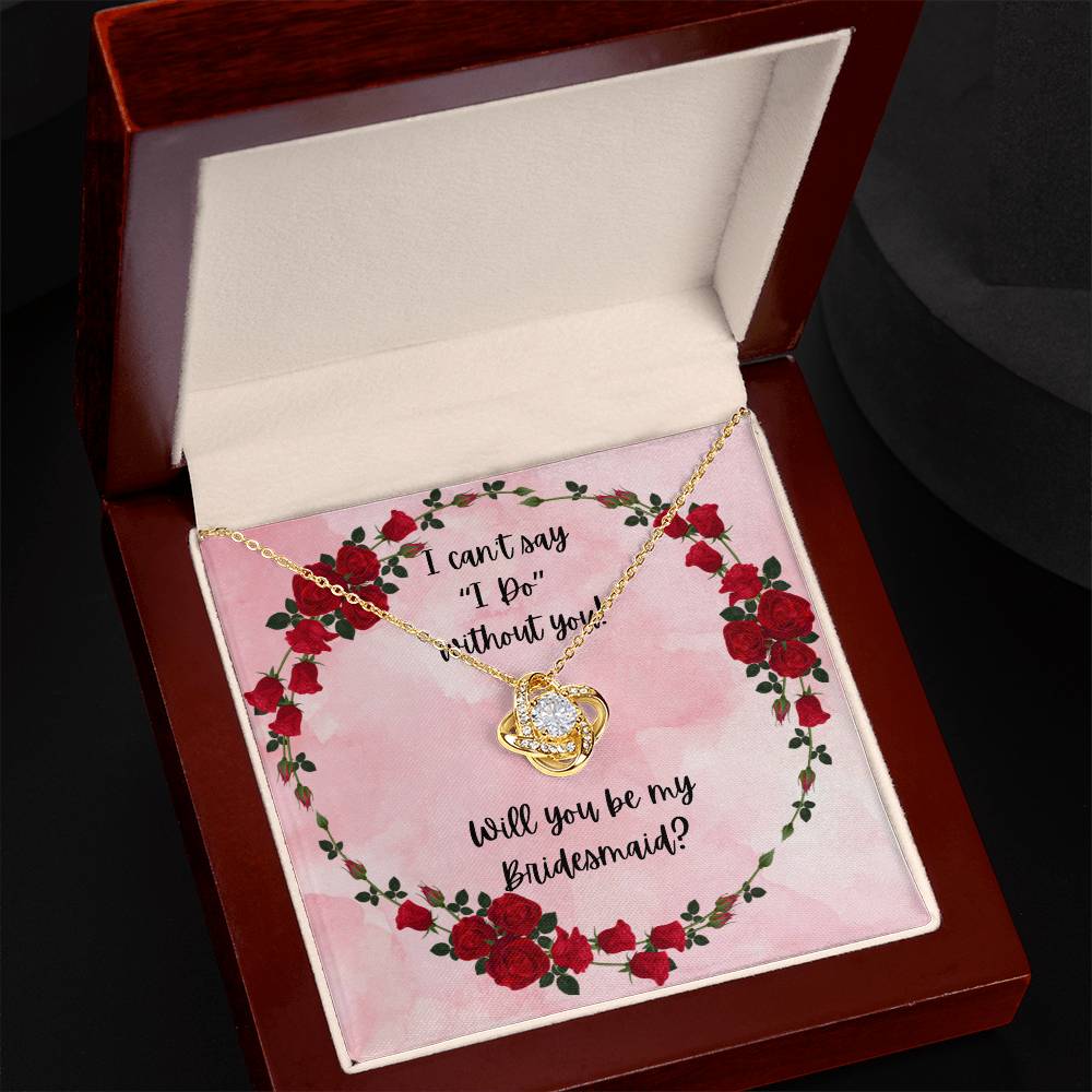 Bridesmaid Proposal Red Roses Love Knot Necklace