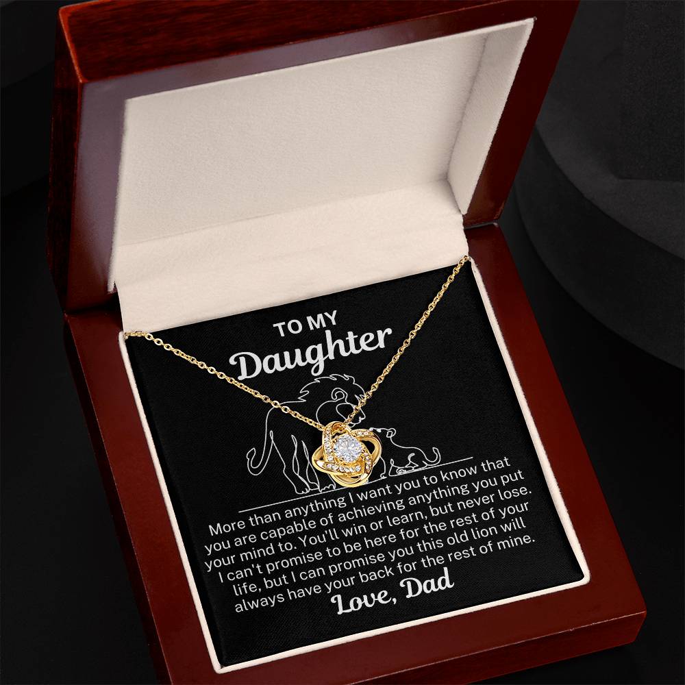 To My Daughter "More than anything..." Zirconia Crystal Love Knot Necklace, view 3