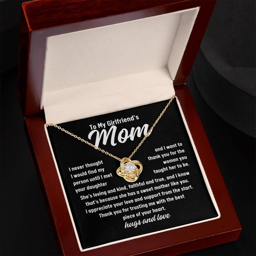 To My Girlfriend's Mom Thank You Love Knot Necklace