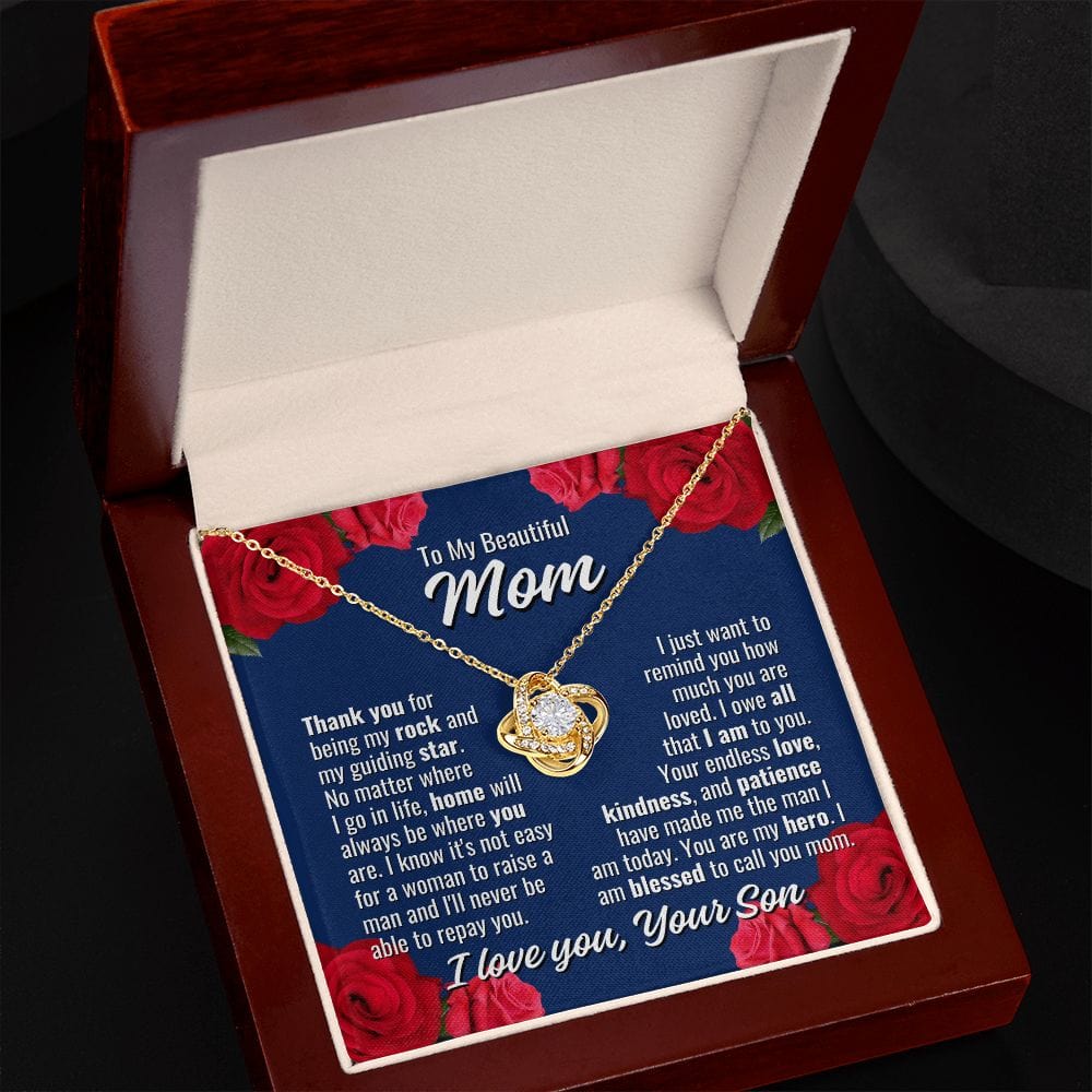 To Mom From Son "Thank you for being..." Love Knot Necklace
