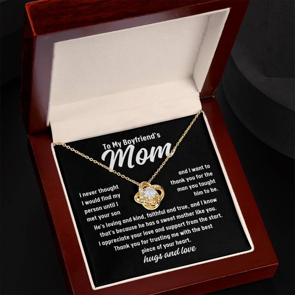 To My Boyfriend's Mom Thank You Love Knot Necklace