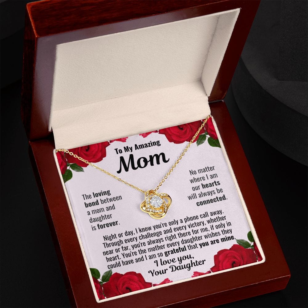 To Mom From Daughter "The loving bond..." Love Knot Necklace