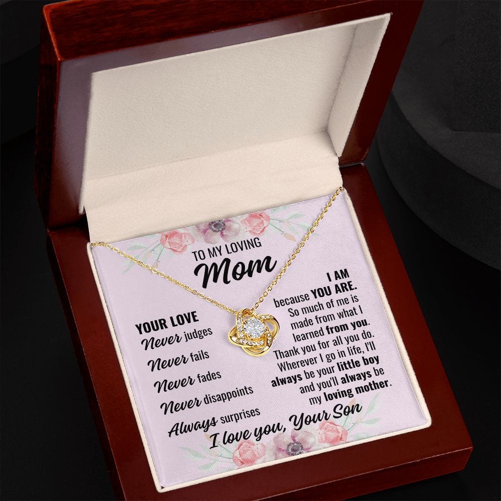 To Mom From Son "Your Love Never..." Love Knot Necklace