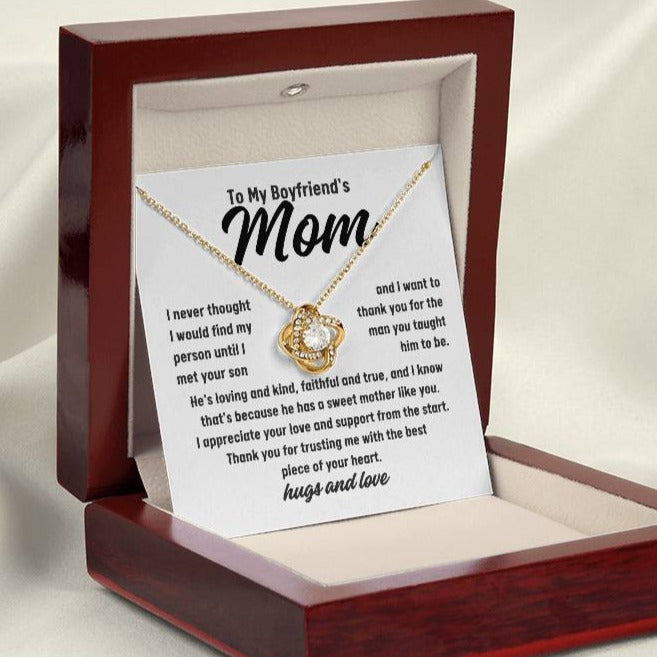 To My Boyfriend's Mom Thank You Love Knot Necklace