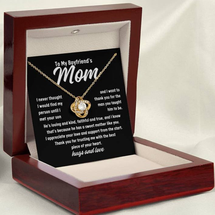 To My Boyfriend's Mom Thank You Love Knot Necklace