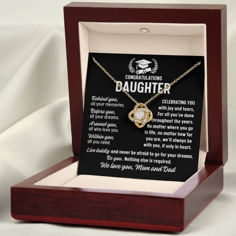 Daughter Graduation Gift from Mom and Dad, Love Knot Necklace