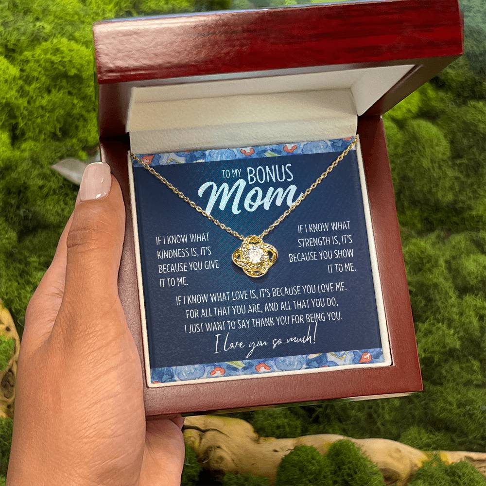 To My Bonus Mom "If I know..." Love Knot Necklace