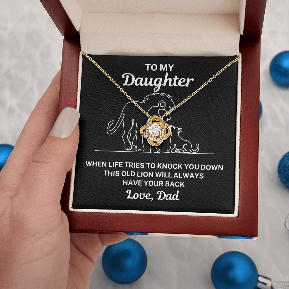 To My Daughter "When life tries..." Zirconia Crystal Love Knot Necklace, view 6