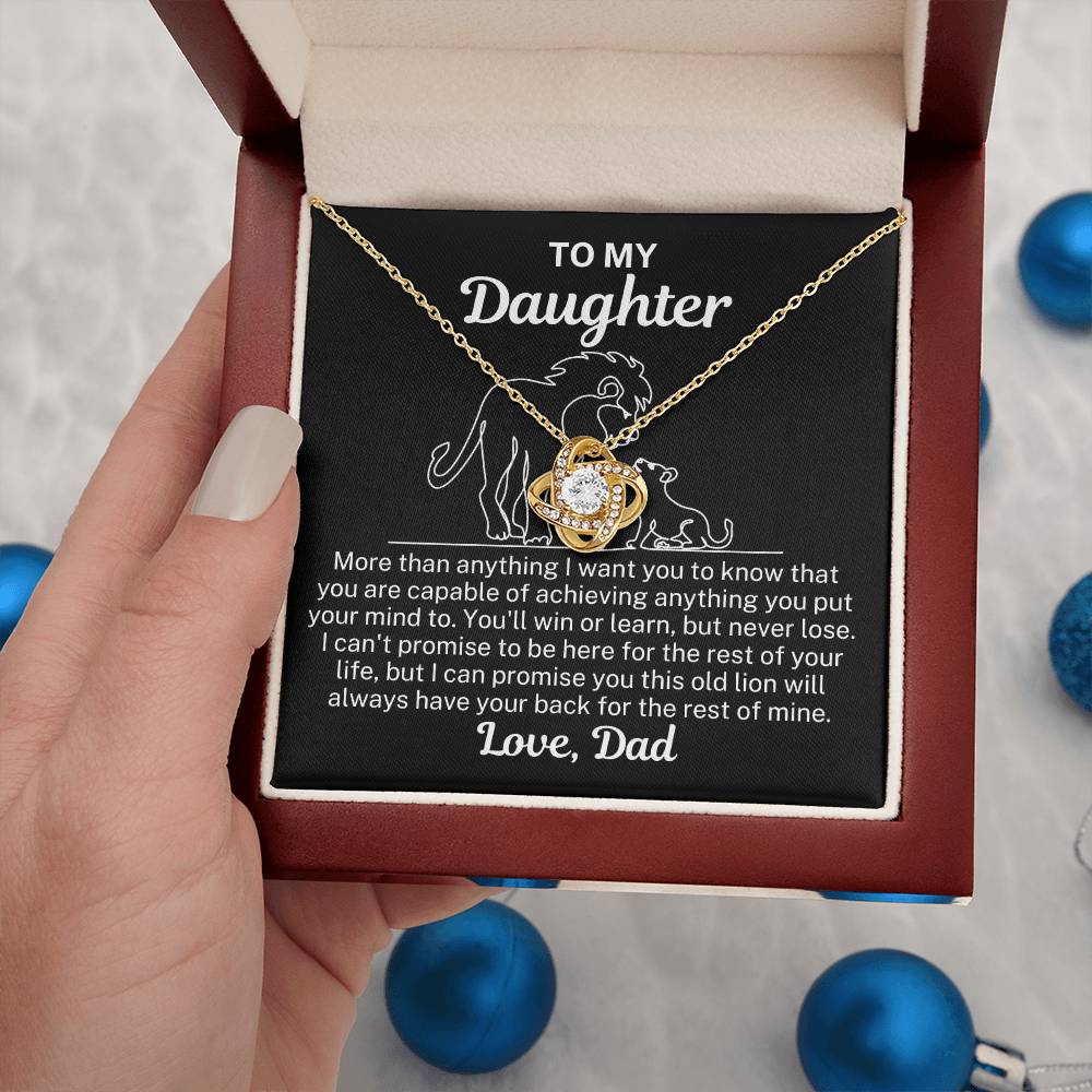 To My Daughter "More than anything..." Zirconia Crystal Love Knot Necklace, view 6