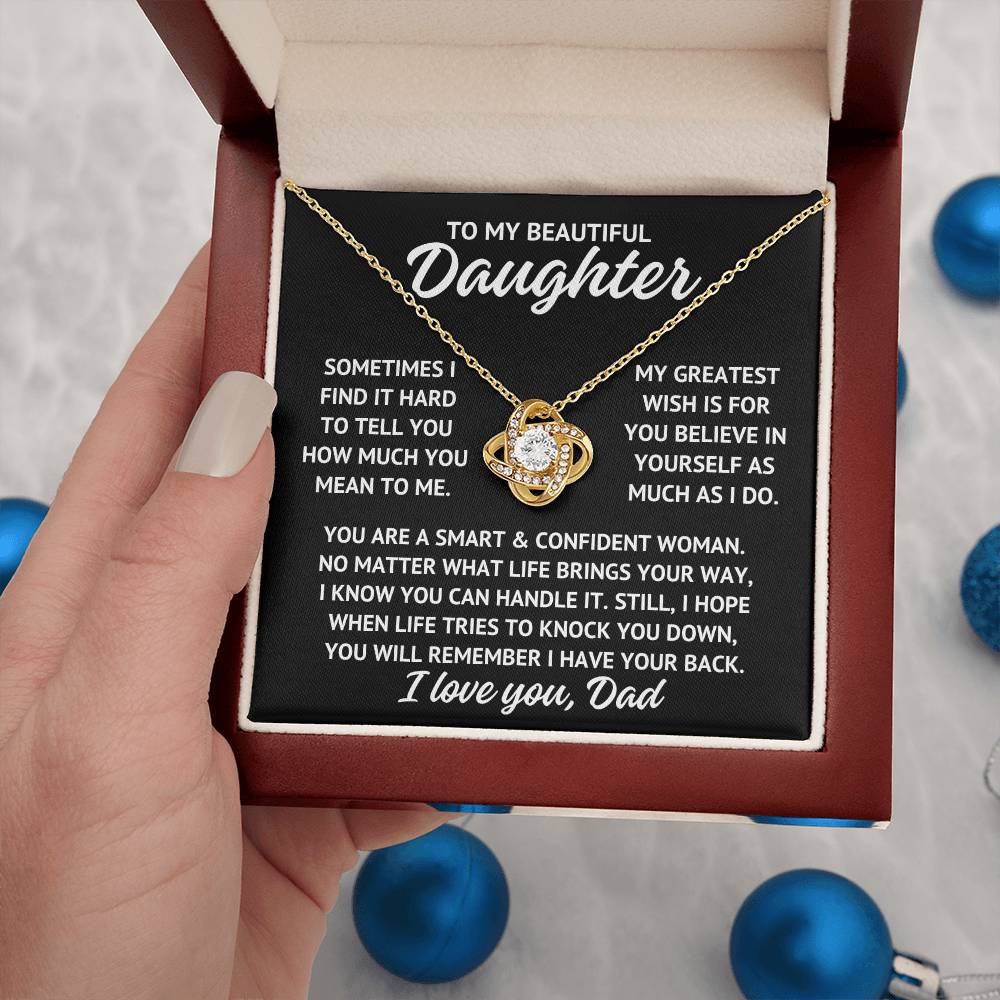To My Beautiful Daughter "My greatest wish..." Zirconia Crystal Love Knot Necklace, view 6