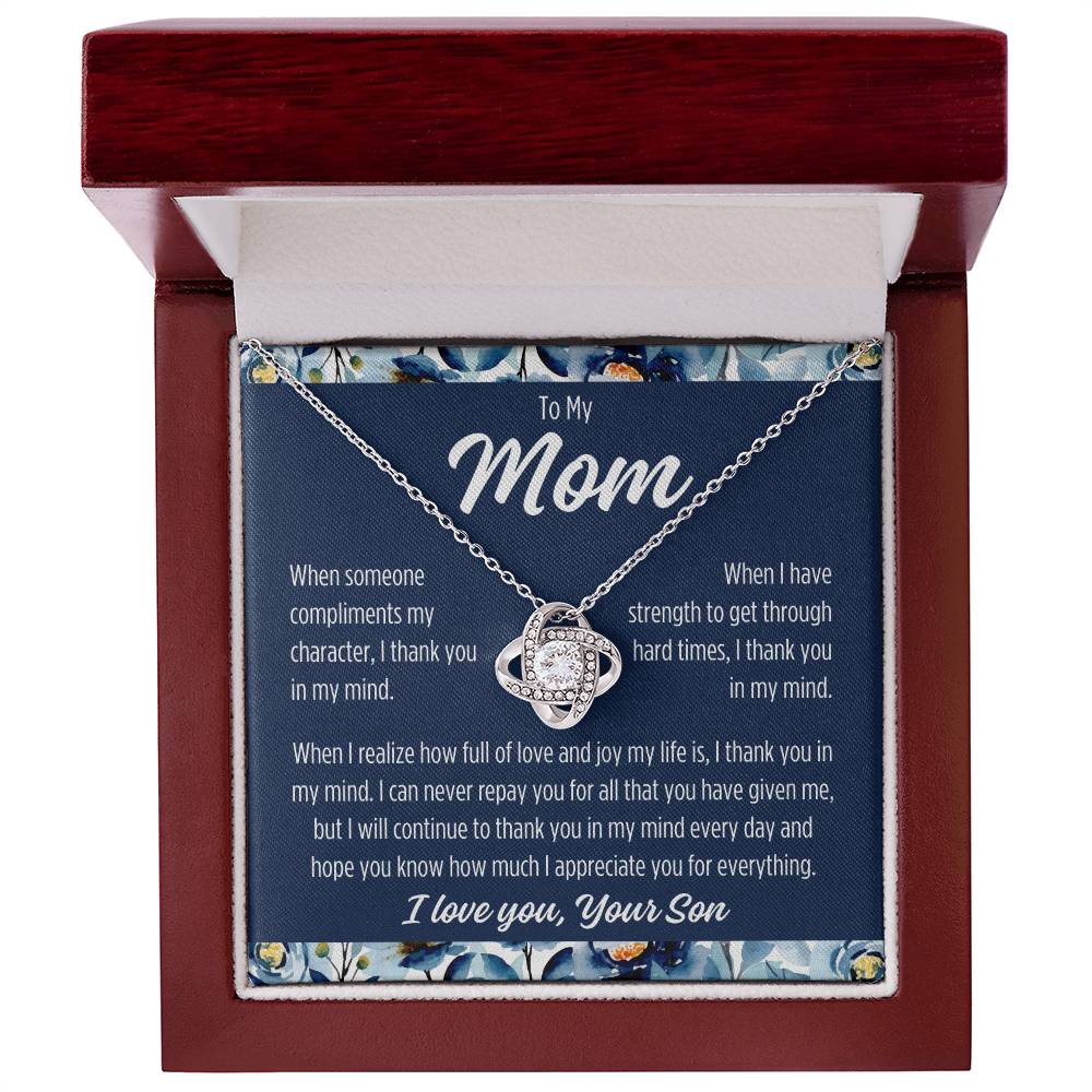 To Mom From Son "When someone..." Love Knot Necklace