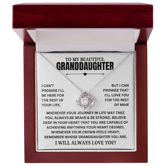 To My Beautiful Granddaughter "I can promise..." Zirconia Crystal Love Knot Necklace