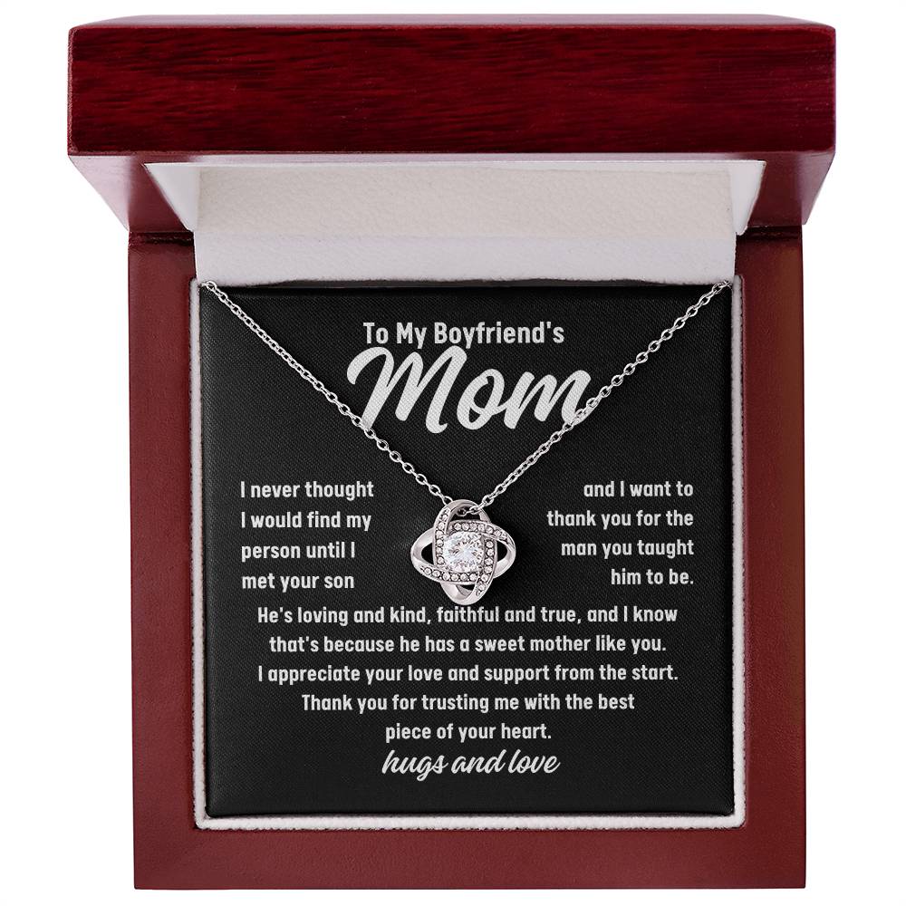 To My Boyfriend's Mom Thank You Love Knot Necklace