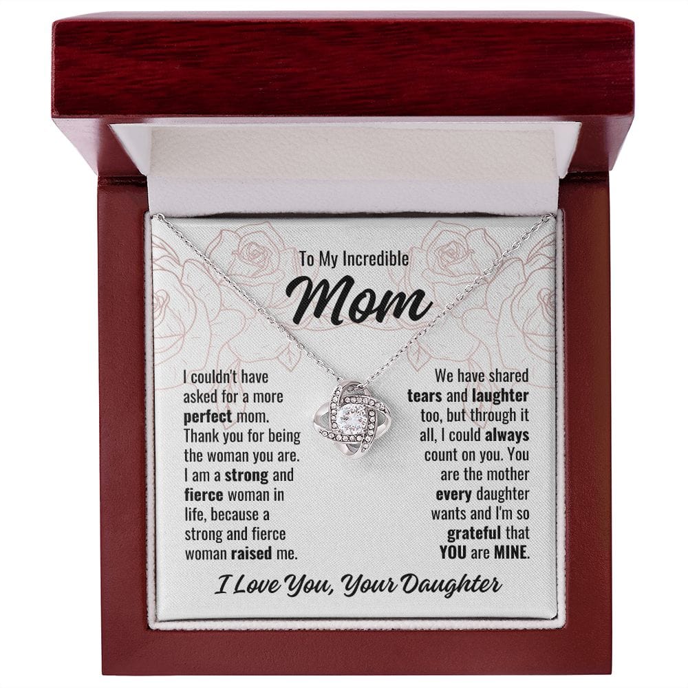 To Mom From Daughter "I couldn't have asked..." Love Knot Necklace