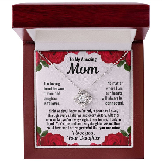 To Mom From Daughter "The loving bond..." Love Knot Necklace
