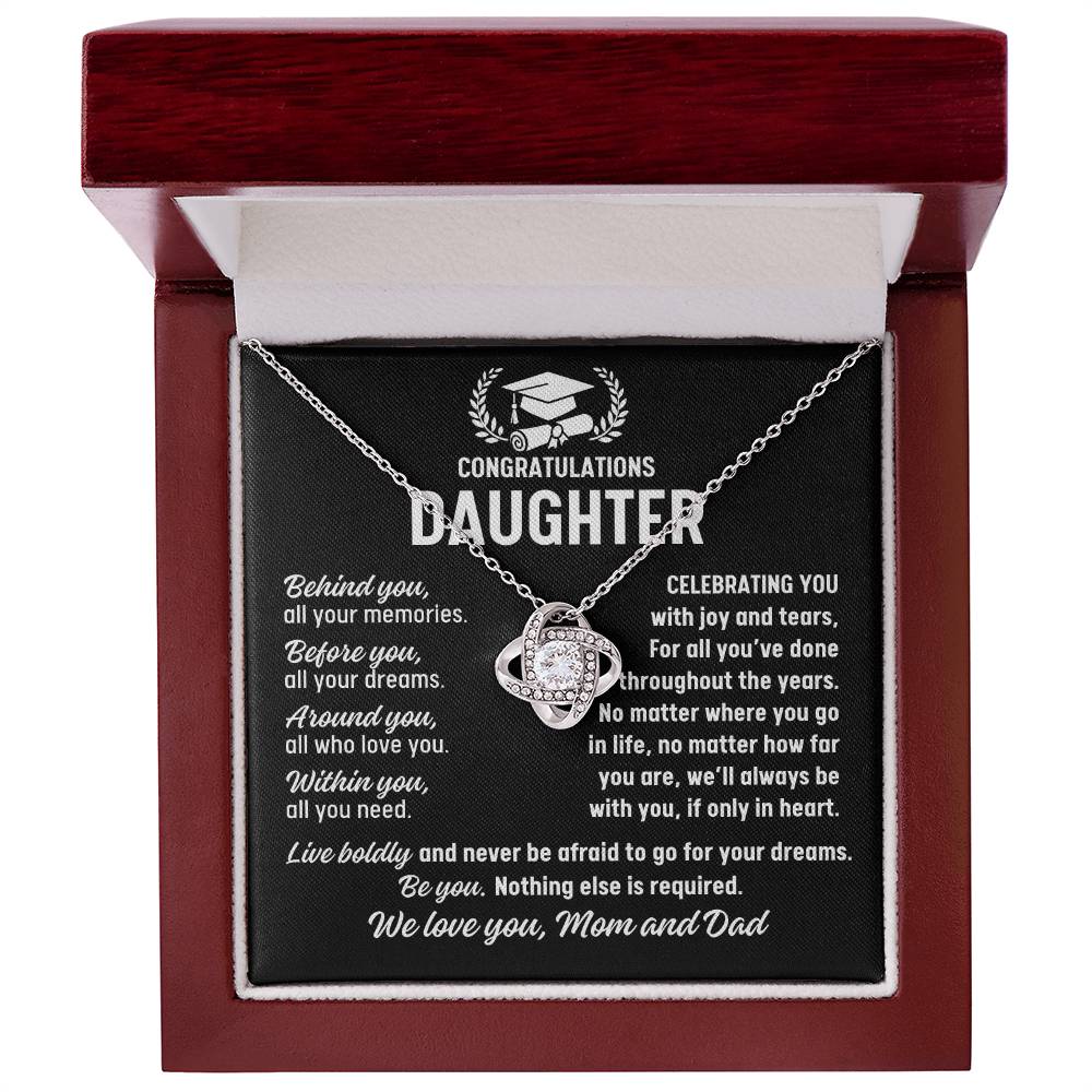 Daughter Graduation Gift from Mom and Dad, Love Knot Necklace