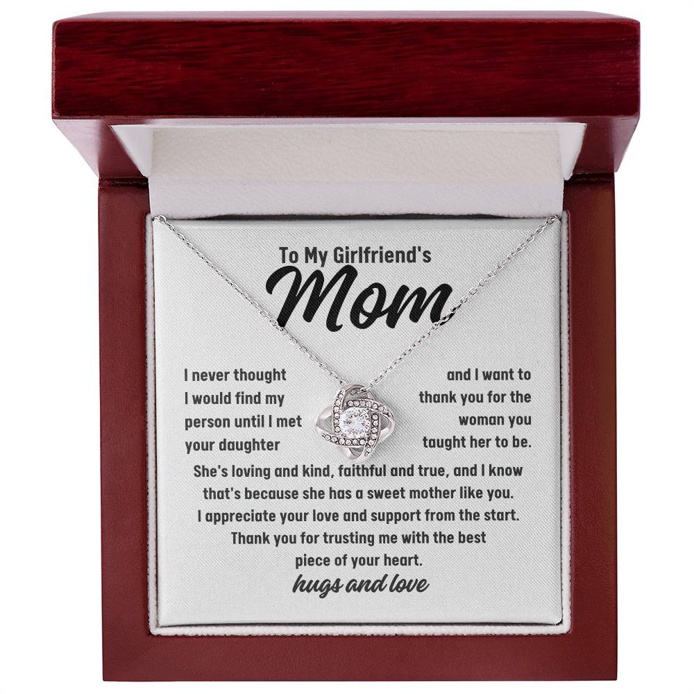 To My Girlfriend's Mom Thank You Love Knot Necklace