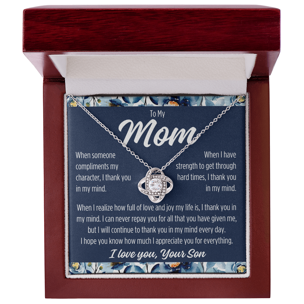 To Mom From Son "When someone..." Love Knot Necklace