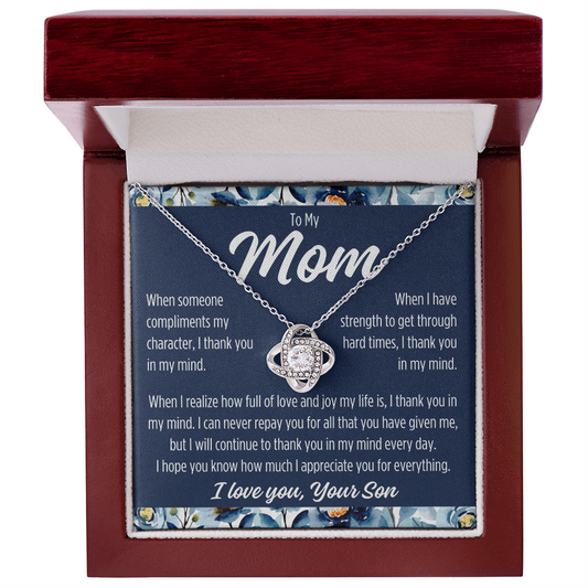 To Mom From Son "When someone..." Love Knot Necklace