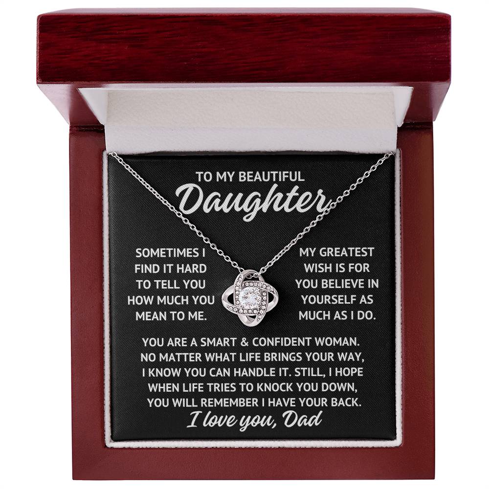 To My Beautiful Daughter "My greatest wish..." Zirconia Crystal Love Knot Necklace